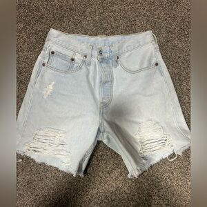 Levi's Light Blue Distressed Jean Shorts